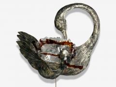 Italian Modern Patinated Metal Art Glass Large Wall Sconce Italy 1960s - 4295069