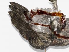 Italian Modern Patinated Metal Art Glass Large Wall Sconce Italy 1960s - 4295073