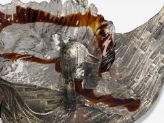 Italian Modern Patinated Metal Art Glass Large Wall Sconce Italy 1960s - 4295074