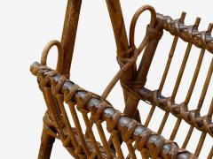 Italian Modern Rattan Bamboo Cane Magazine Rack Italy 1960s - 4320083