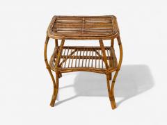Italian Modern Rattan Bamboo Cane Side Table Italy 1960s - 4320361
