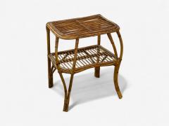Italian Modern Rattan Bamboo Cane Side Table Italy 1960s - 4320362