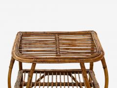Italian Modern Rattan Bamboo Cane Side Table Italy 1960s - 4320364