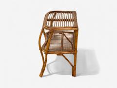 Italian Modern Rattan Bamboo Cane Side Table Italy 1960s - 4320370