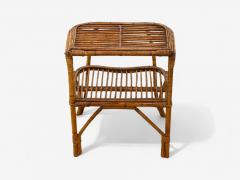 Italian Modern Rattan Bamboo Cane Side Table Italy 1960s - 4320372