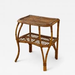 Italian Modern Rattan Bamboo Cane Side Table Italy 1960s - 4320492