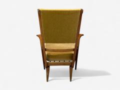 Italian Modern Stained Wood Camel Mohair Lounge Chair Italy 1950s - 4264094