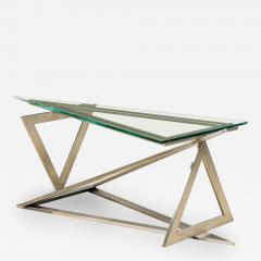 Italian Modern Stainless Steel and Glass Table Attributed to Giovanni Offredi - 4204812
