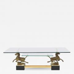 Italian Modern Stallion Motif Glass Top Low Table Paolo Buffa 1950s - 4204813
