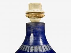 Italian Modern Table Lamp Cobalt Blue Ceramic Italy 1960s - 4474050