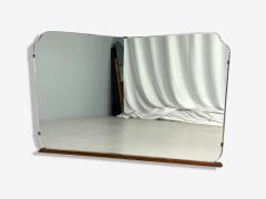 Italian Modern Teak Glass Brass Wall Mirror Italy 1940s - 4270440