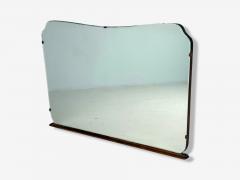 Italian Modern Teak Glass Brass Wall Mirror Italy 1940s - 4270441