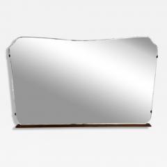 Italian Modern Teak Glass Brass Wall Mirror Italy 1940s - 4270492