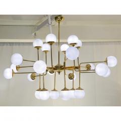 Italian Modern Twenty Four Light Brass and Periwinkle Murano Glass Chandelier - 349796