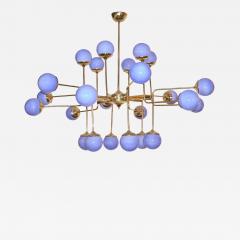 Italian Modern Twenty Four Light Brass and Periwinkle Murano Glass Chandelier - 349982