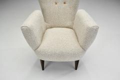 Italian Modern Upholstered High Back Armchairs with Cross Stitches Italy 1960s - 2598110