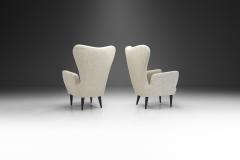 Italian Modern Upholstered High Back Armchairs with Cross Stitches Italy 1960s - 2598117