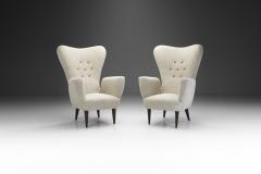 Italian Modern Upholstered High Back Armchairs with Cross Stitches Italy 1960s - 2598126