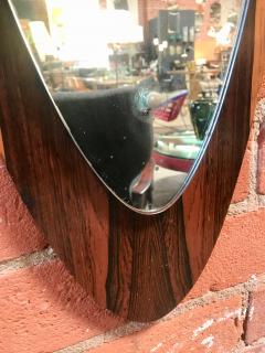 Italian Modern Wall Mirror Oval Teak Frame 1950s - 992654