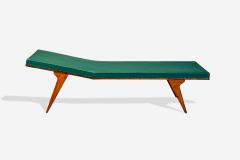 Italian Modern Walnut Leatherette Chaise Lounge Italy 1950s - 4251816