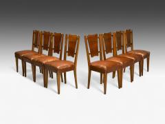 Italian Modern Walnut Leatherette Eight Dining Chairs Italy 1950s - 4251906