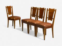 Italian Modern Walnut Leatherette Eight Dining Chairs Italy 1950s - 4251907
