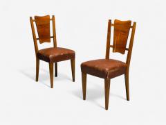 Italian Modern Walnut Leatherette Eight Dining Chairs Italy 1950s - 4251908