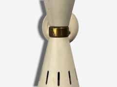 Italian Modern White Lacquered Metal Brass Wall Sconces Italy 1960s - 4620809