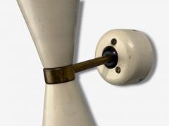 Italian Modern White Lacquered Metal Brass Wall Sconces Italy 1960s - 4620811