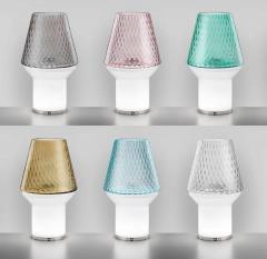 Italian Modern Wireless Dimmable White Gray Glass Portable Table Lamp Lit Vase - 3952780