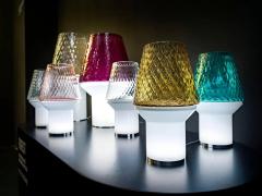 Italian Modern Wireless Dimmable White Gray Glass Portable Table Lamp Lit Vase - 3952781