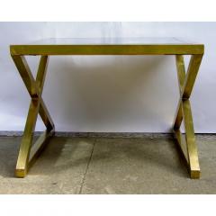 Italian Modern X Frame Handcrafted Brass and Black Glass Coffee Table - 1146248