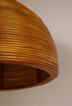 Italian Modernist Bamboo and Brass Chandelier Pendant Italy 1970s - 2586534