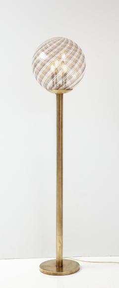 Italian Modernist Brass Floor Lamp with Glass Globe circa 1970 - 3011459