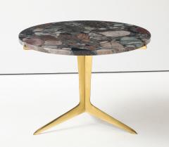 Italian Modernist Brass Granite Side Table - 3933004