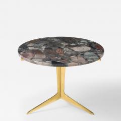 Italian Modernist Brass Granite Side Table - 3935694