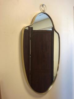 Italian Modernist Brass Mirror with a Decorative Ring at the Top - 712223