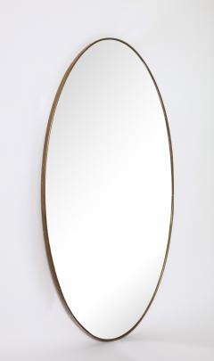 Italian Modernist Brass Oval Grand Scale Wall Mirror Italy circa 1950 - 3363470
