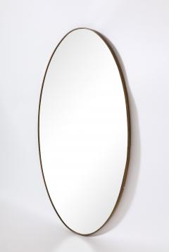 Italian Modernist Brass Oval Grand Scale Wall Mirror Italy circa 1950 - 3363477