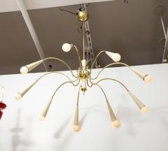 Italian Modernist Brass Spider Chandelier Italy circa 1950 - 3090009