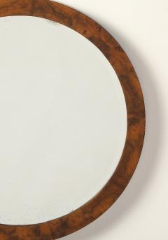 Italian Modernist Burl Walnut Circular Mirror circa 1960 - 4782963