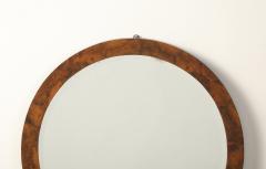 Italian Modernist Burl Walnut Circular Mirror circa 1960 - 4783036