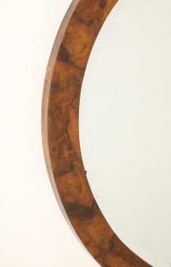 Italian Modernist Burl Walnut Circular Mirror circa 1960 - 4783039