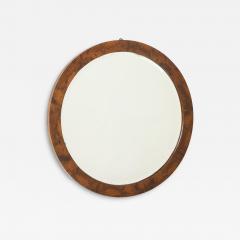 Italian Modernist Burl Walnut Circular Mirror circa 1960 - 4788594