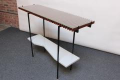 Italian Modernist Glass Top Console Table in Lacquered Steel and Walnut - 2665582