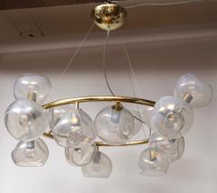 Italian Modernist Iridescent Clear Blown Glass Chandelier 2 Available - 4096397