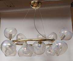 Italian Modernist Iridescent Clear Blown Glass Chandelier 2 Available - 4096399