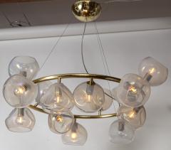 Italian Modernist Iridescent Clear Blown Glass Chandelier 2 Available - 4096400
