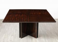 Italian Modernist Macassar Ebony Square Dining Table Italy circa 1960 - 3525471
