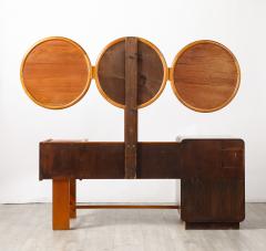 Italian Modernist Maple Wood Vanity Table and Cabinet Italy circa 1950 - 3927982